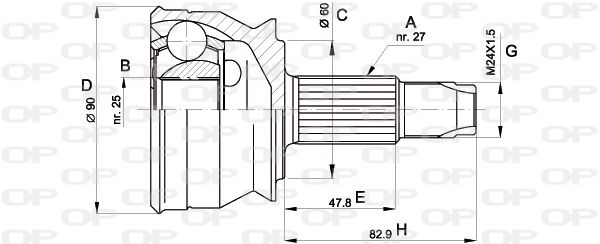 OPEN PARTS Nivelsarja, vetoakseli CVJ5154.10